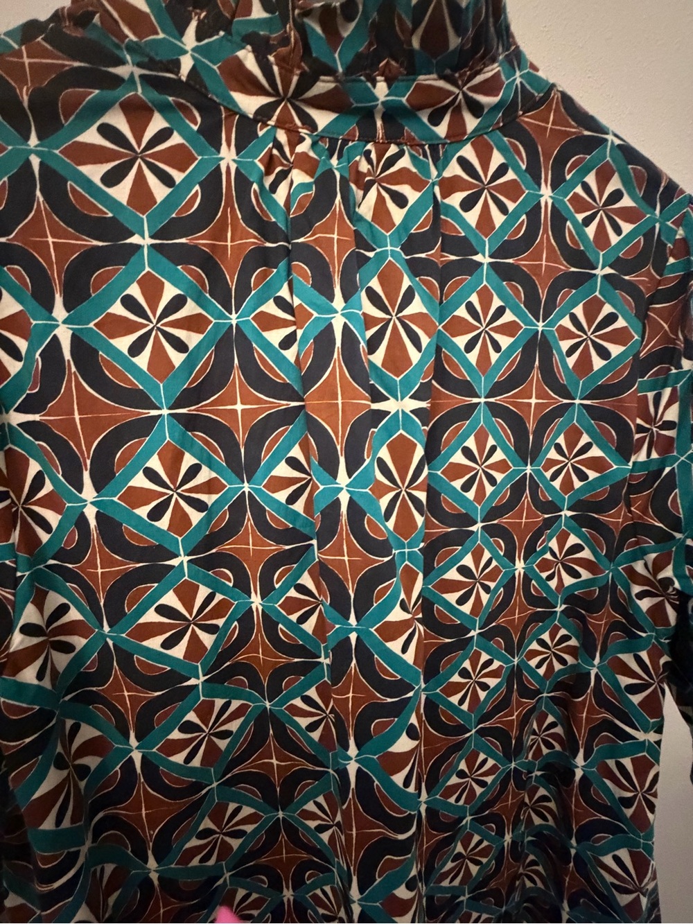 Entro brown and turquoise abstract print short sleeve dress - Picture 4 of 4
